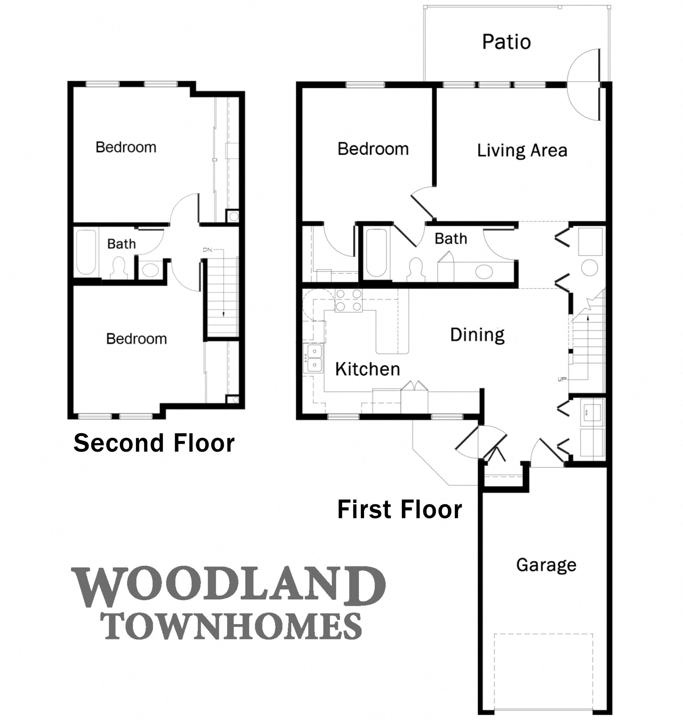Floor plan for 3 beds, 2 baths, 1322 sqft